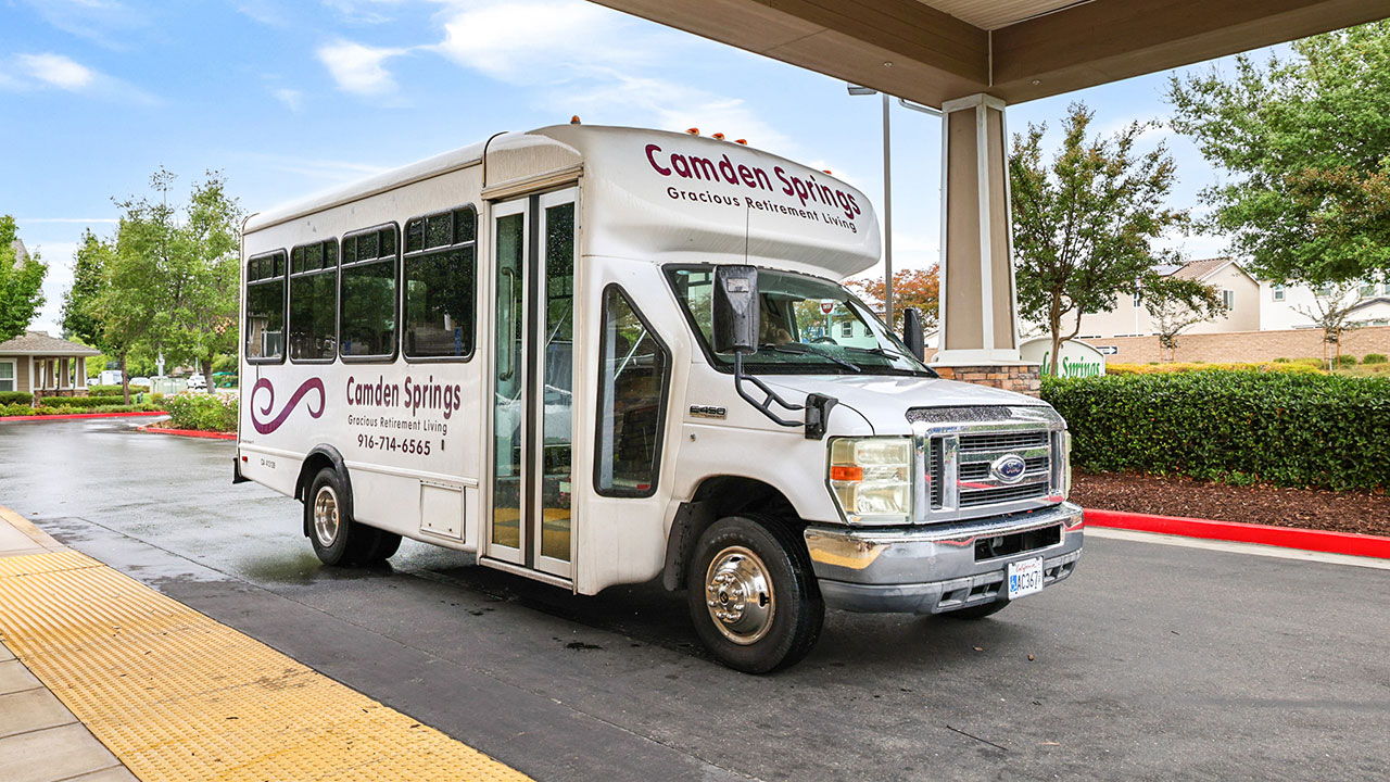 The Camden Springs community bus providing resident transportation