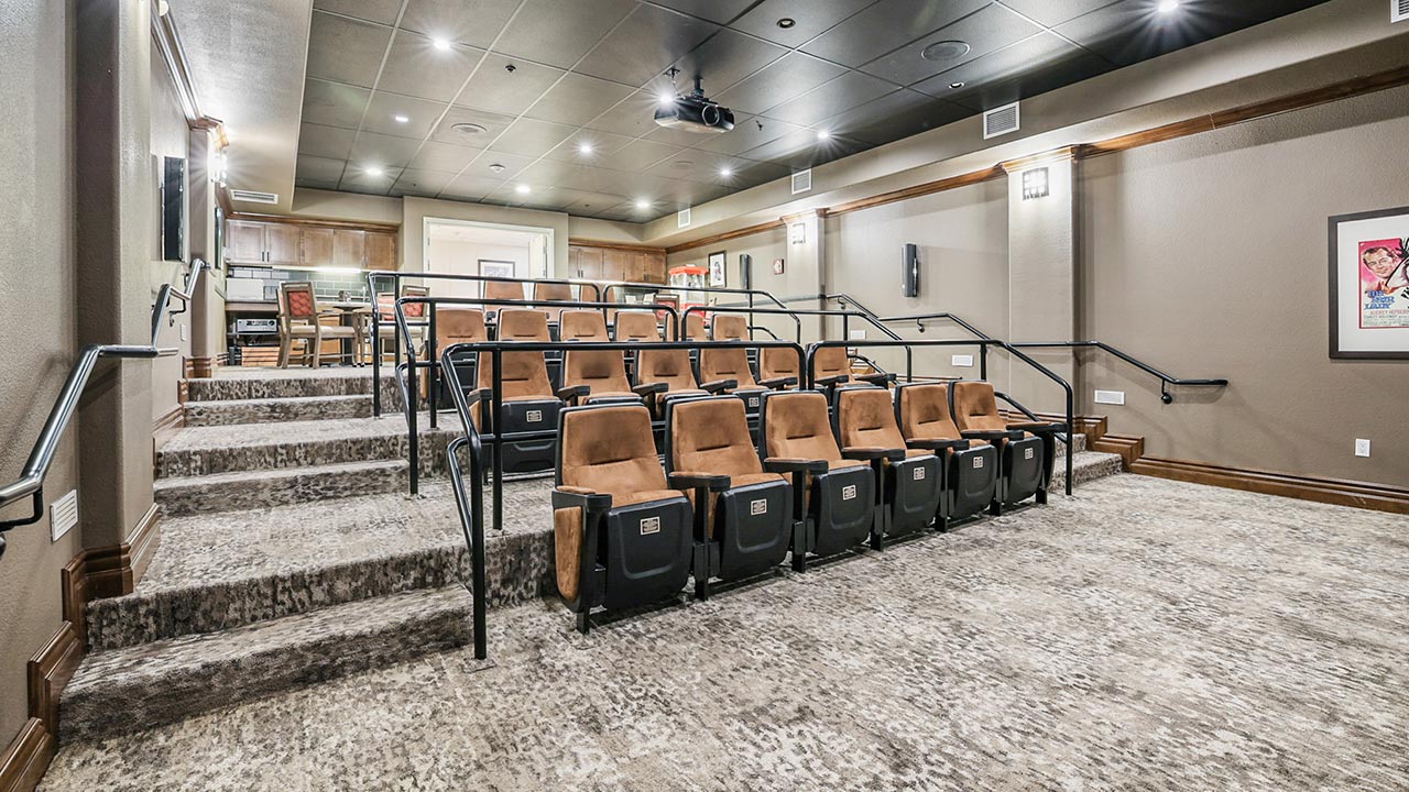 The theater room at Camden Springs