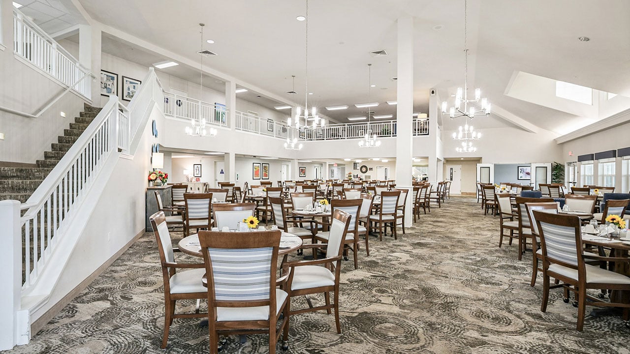 The dining room at Camden Springs set for mealtime