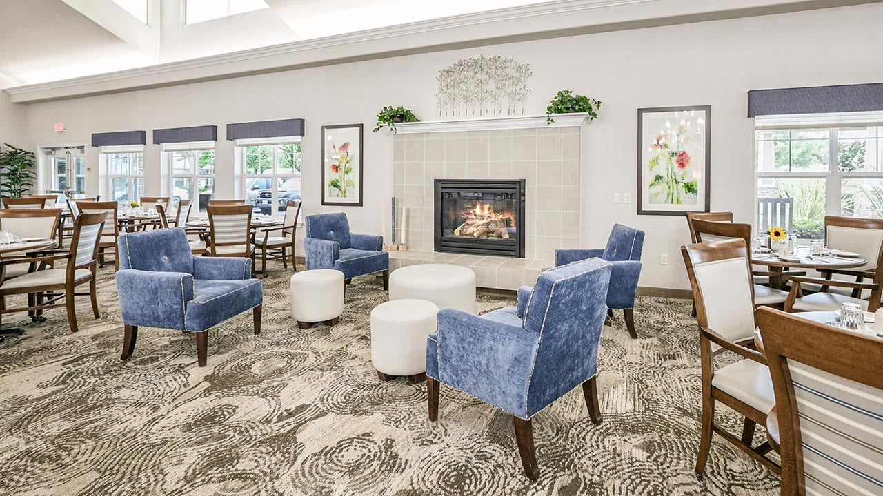 The dining room at Camden Springs set for mealtime
